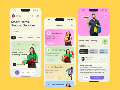 Smart Home Services App – Modern UI Design ✨ app ui design trends