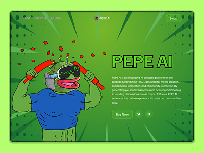 Pepe AI meme meme coin meme coin design meme coin website meme landing page pepe pepe ai web design