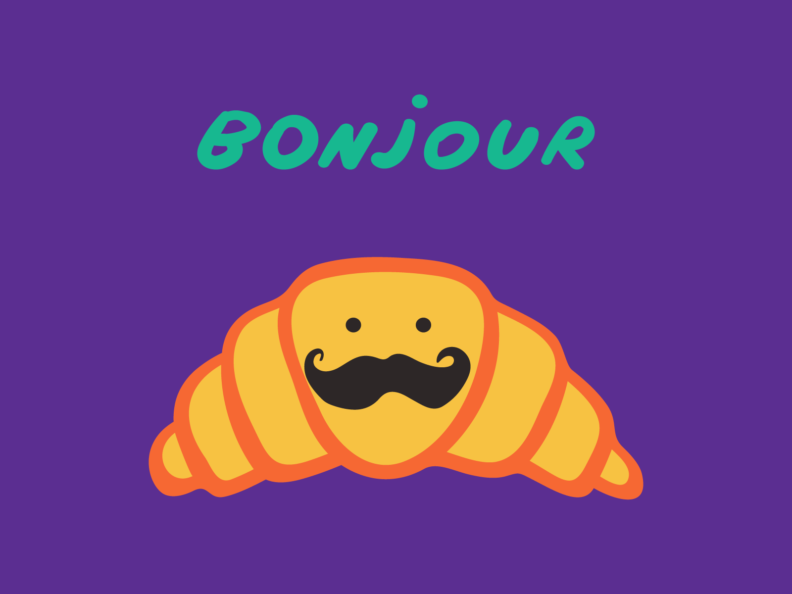 Mustache & Croissant 🥐 bonjour branding character croissant cute design food france french graphic design icon illustration logo mark symbol tasty