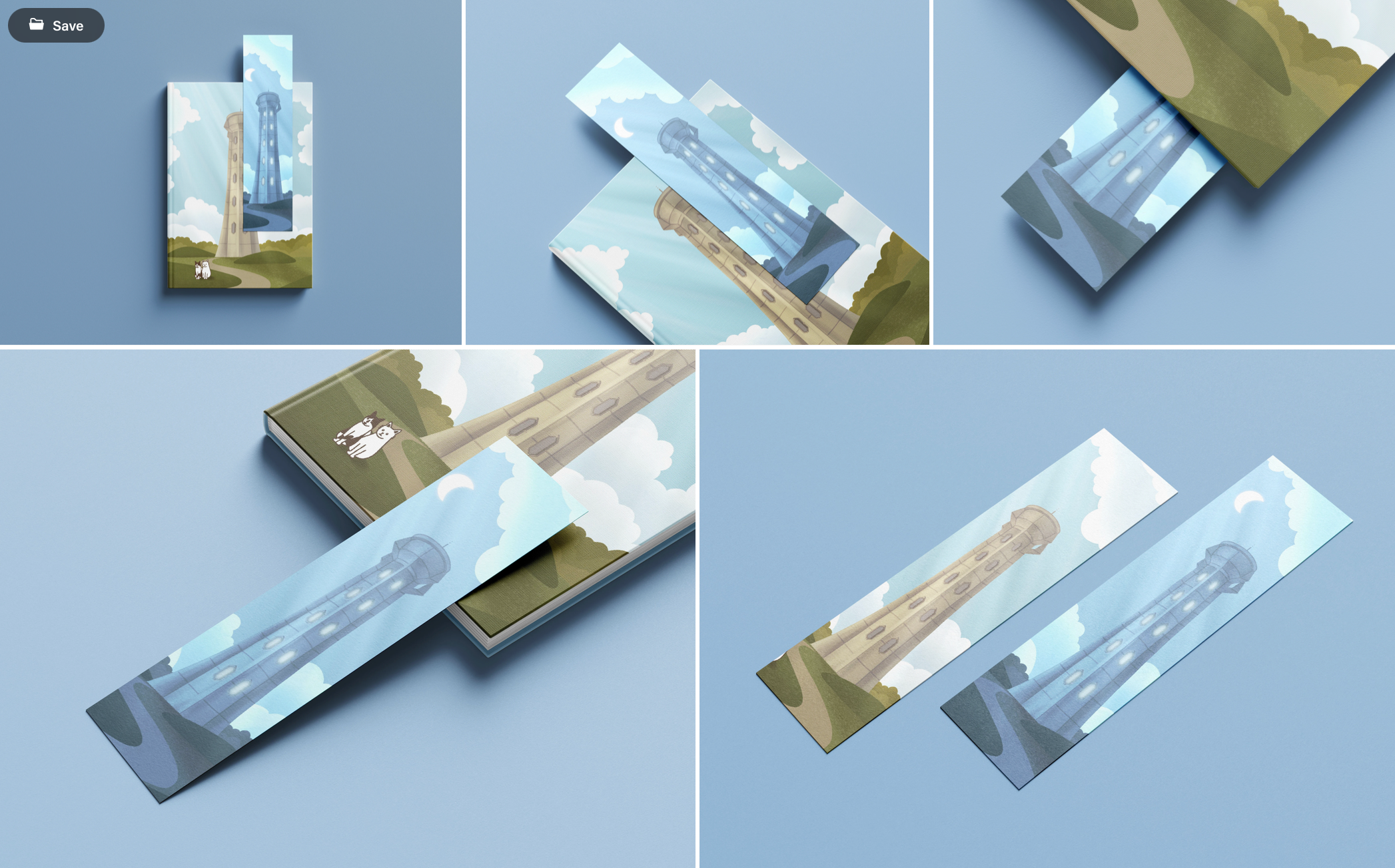 Concrete Tower Day & Night Bookmark Illustrations architecture book bookcover bookmark books coverdesign digital illustration digitalart graphicdesign hardcover illustration ipad print printdesign procreate publishing tower watertower