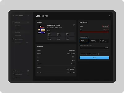 Fountnhead – Loan Request Sidebar (Crypto Lending Platform) bitcoin crypto crypto platform landing page lending platform loan request sidebar ui uiux ux web3 website