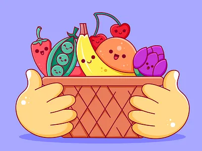 Kawaii fruits 🍒 2d character concept design illustration vector visual