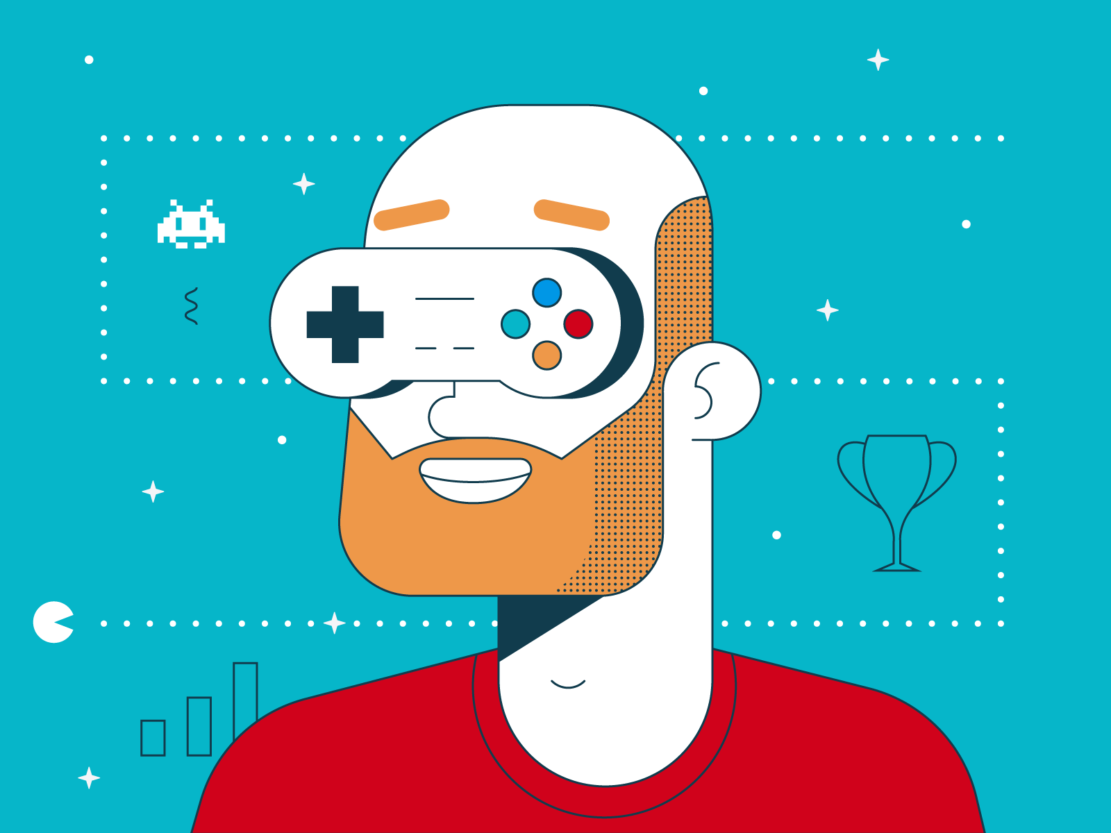 Gamification illustrations blog character console design flat game gaming illustration infographic minimalistic remote stroke vector