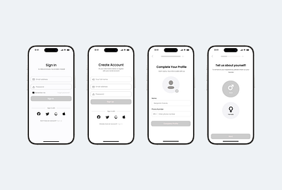 Low-fed wireframes for Rental App app design clean interfaces figma prototype rent ui ux wireframes
