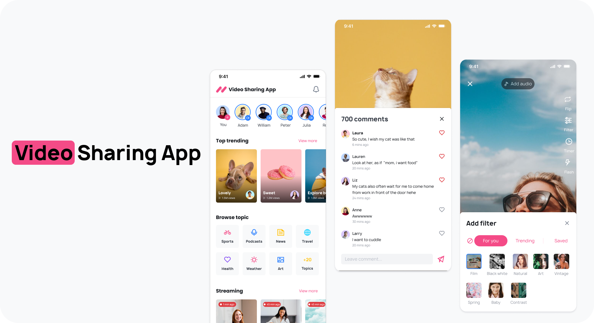 Video Sharing App app design good design minimilistic design professional design tiktok ui ui design ux design video sharing