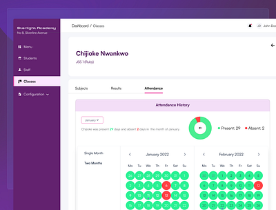 School track (Attendance History) branding design minimal typography ui