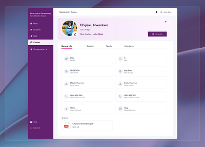 Profile (School track) design minimal ui