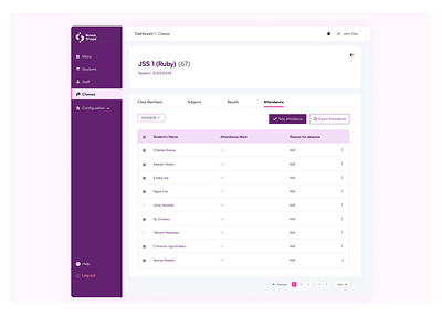 School Track (Attendance List) design minimal typography ui ux