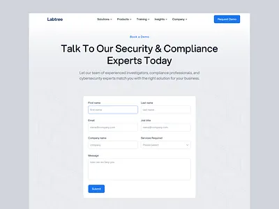 Compliance Contact page form book a demo compliance compliance expert contact contact form contact page contact us crypto demo experts saas security webdesign website
