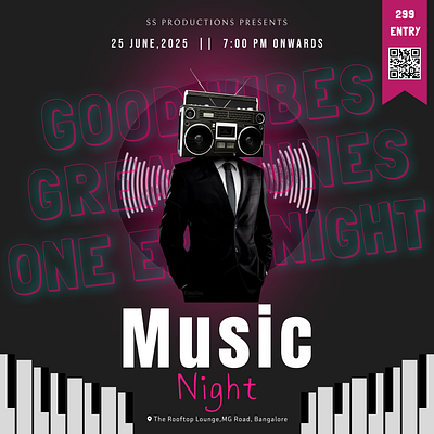 🎶 Music Night Poster Design 🎶