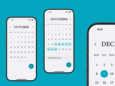 Mobile Birthday Calendar application auto layout calendar figma mobile