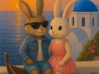 Romantic Bunny Love Story – Created with AI ai aiart animation bunnylove creativeai digitalart effects madewithai photoshop visualstorytelling