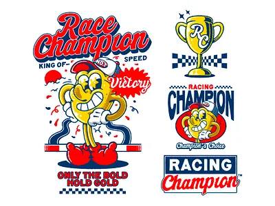Race Champion : Mascot Design apparel branding design graphic design illustration logo mascot merch merch design racing retro design retro mascot sport sport club tee tee design