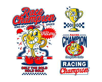 Race Champion : Mascot Design apparel branding design graphic design illustration logo mascot merch merch design racing retro design retro mascot sport sport club tee tee design