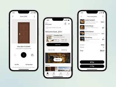 Guest Services App digital key guest app hospitality hotel interface mobile app product design travel app ui ux