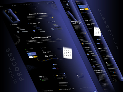 Design process analyse brand branding dark ui delivrery design process director artistic graphic design illustrator ai loader photoshop psd print designer research prototype responsive design typo typography ui style guide ui ux ui ux designer uix expert web app webdesign