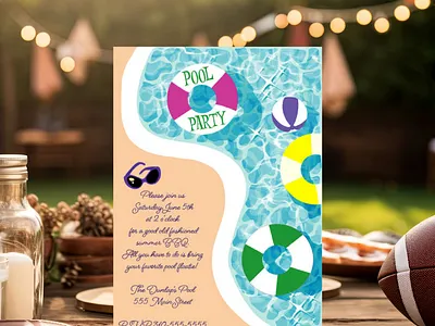 Pool Party Invitation celebration friends illustration invitation party pool pool party summer