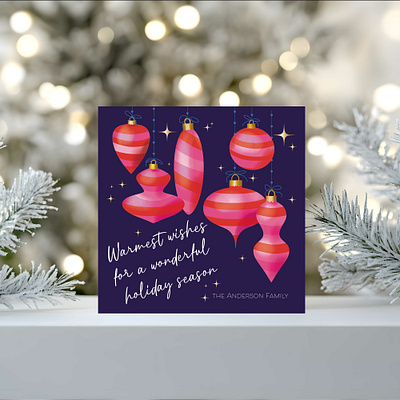 Christmas Card celebration christmas christmas ornaments cocktails colorful design festive friends fun holidays illustration ornaments party
