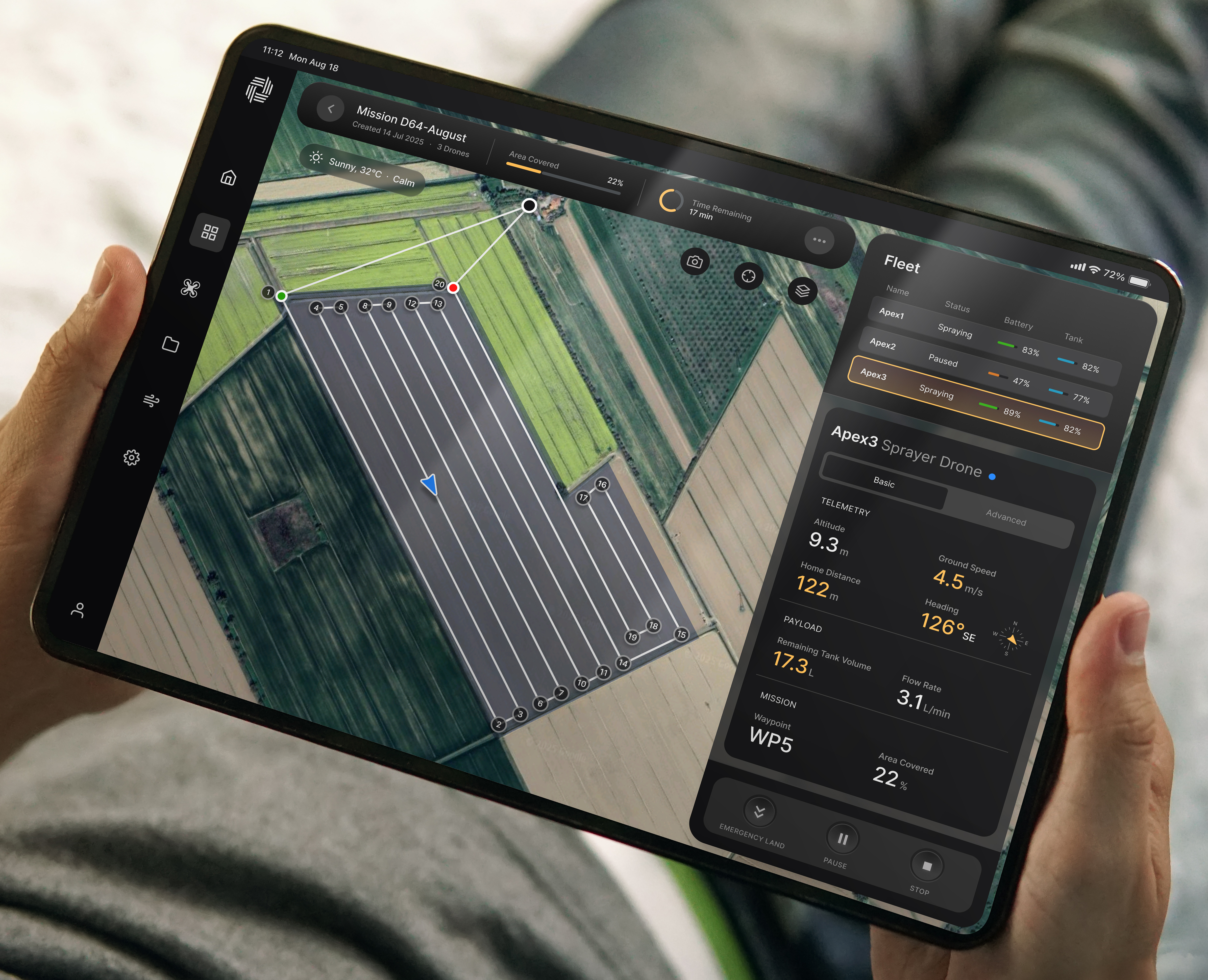 Drone Fleet Management App for Agriculture app drone fleet ipad ui