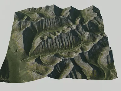 Mountain valley with granite spires vfx
