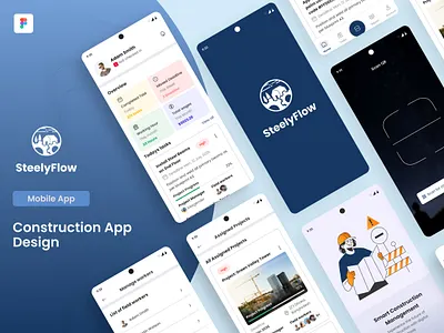 Construction management mobile app app application construction figma management manager mobile app ui ui design uiux worker
