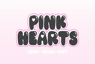 PINK HEARTS Bubble Valentine Font boho fonts bold branding bubble font bubbly font bubbly fonts font modern retro retro font serif shiny shiny font shiny fonts valentine vintage