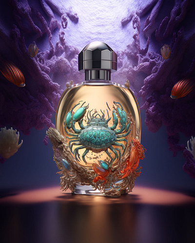 Perfume bottle inspired by sea creatures 3d design graphic design illustration