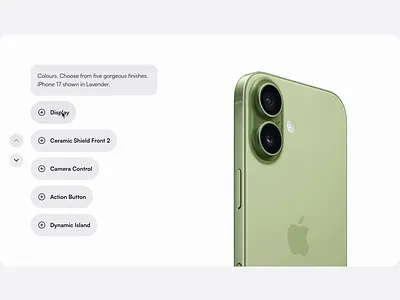 Apple iPhone 17 Features Section. Created in Framer animation branding framer graphic design logo motion graphics no code ui web web development