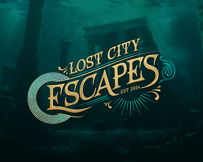 Lost City Escapes atlantis bahamas branding city escape room experience game graphic design logo nassaue ocean water