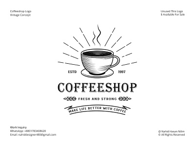 Retro Vintage Coffee shop Logo Design Vector Template black coffee brand identity design branding business logo cafe logo coffee coffee logo coffee logo branding coffee logo design coffee logo template company logo hot coffee logo logo branding logo design minimalist logo modern logo retro logo vintage coffee logo vintage logo