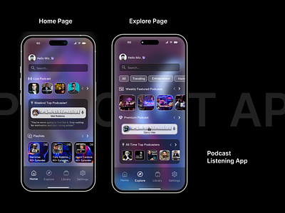 Podex Podcast App UI design using Figma appui figma podcast podcast app uiux user experience design