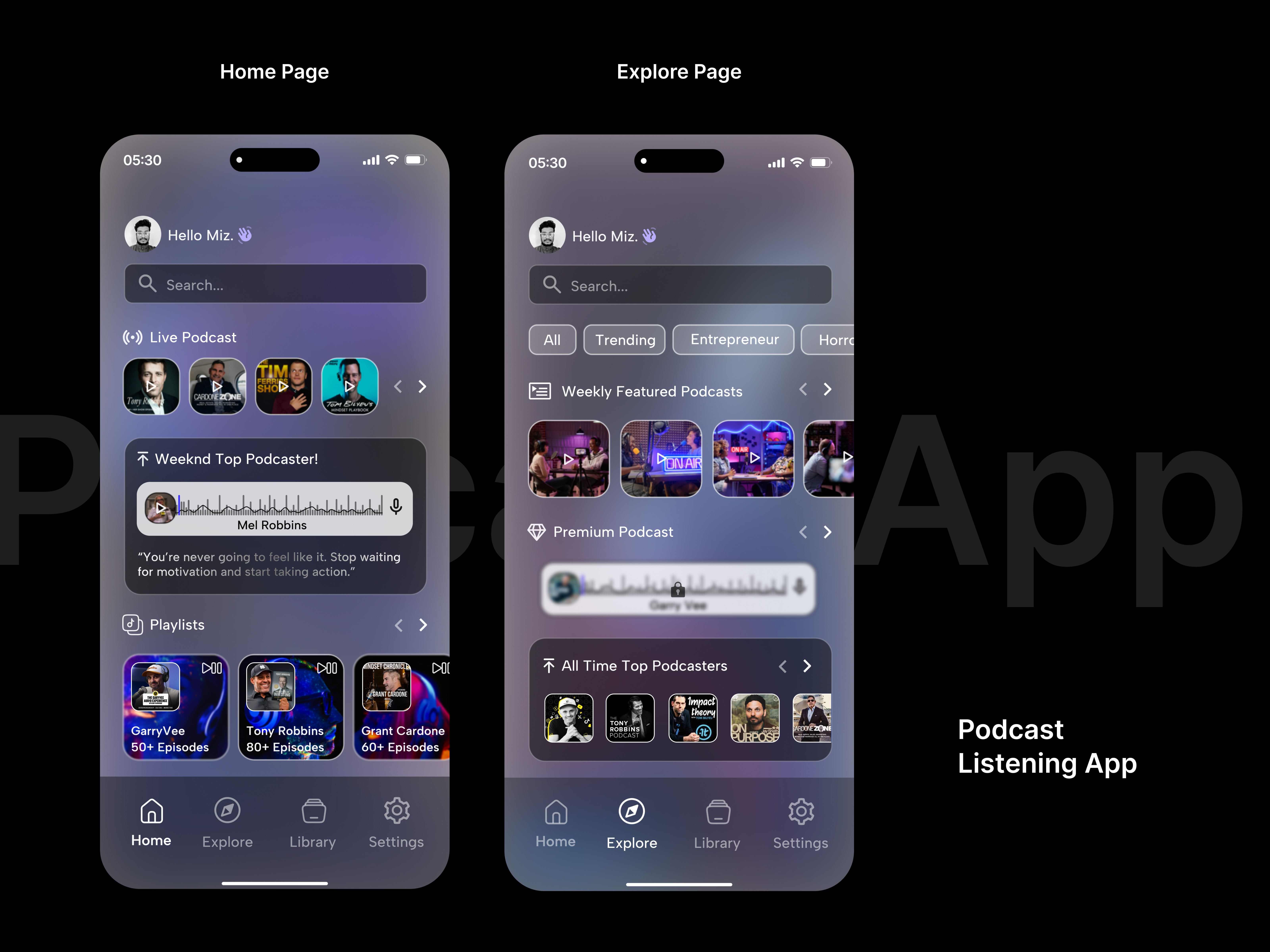 Podex Podcast App UI design using Figma app app ui appui branding design figma graphic design listening app logo podcast app ui ui design uiux uiux design user experience user experience design user flow user interface design ux