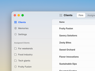 App app macos navigation sidebar ui