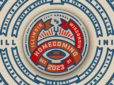 2023 Illinois Homecoming Pin college design football homecoming illini illinois logo pin retro university uofi vintage