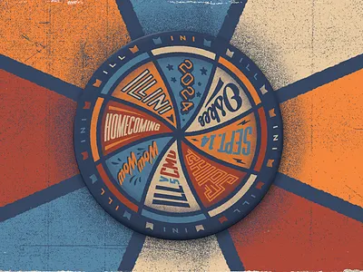 2024 Illinois Homecoming Pin college design football illini illinois illustration pin retro uofi vintage