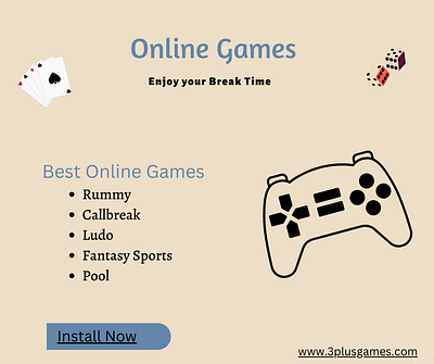 3plus Games Best Online games 3plusgames branding game logo onlinegame rummy videogames