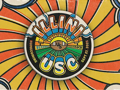 2025 Illinois Homecoming Pin college design football homecoming illini illinois illustration pin retro uofi vintage