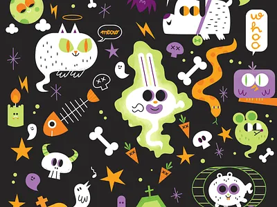 Pet Cemetery - A Playful Halloween Illustration adobefresco adobeillustrator characterdesign children cuteillustration editorialillustration halloweenillustration illustration kidsillustration petart vector