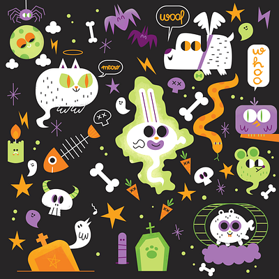 Pet Cemetery - A Playful Halloween Illustration adobefresco adobeillustrator characterdesign children cuteillustration editorialillustration halloweenillustration illustration kidsillustration petart vector