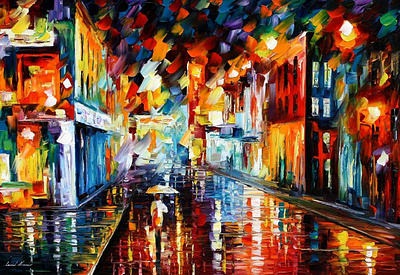 CITY UNDER RAIN — oil painting on canvas leonidafremov