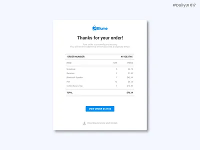 Daily UI #017 - Email Receipt branding buy buying daily daily 100 challenge daily ui daily ui 17 dailyui design email email design graphic design illustration logo minimal receipt shoppping simple ui ux