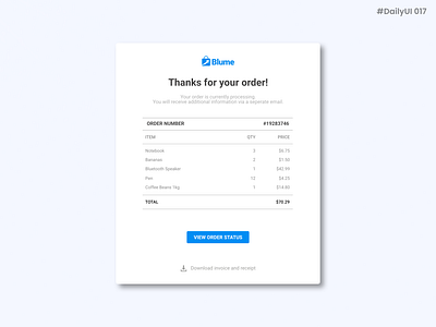 Daily UI #017 - Email Receipt branding buy buying daily daily 100 challenge daily ui daily ui 17 dailyui design email email design graphic design illustration logo minimal receipt shoppping simple ui ux