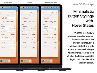 macOS Concept: Minimalistic Button Stylings with Hover States apple concept hover states interface design macos 14 macos concept ui concept ui design ui ux