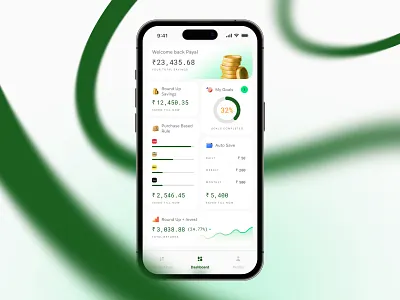 Bloom Dashboard (Light Mode) dashboard goals invest money savings ui wealth