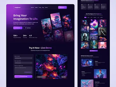 AI Image Generator Landing Page ai ai image generation ai image generator ai image generator landing page ai landing page ai video generator ai video generator landing page ai web app ai website ai website design landing page landing page design landing page ui ui uiux uiux design web design