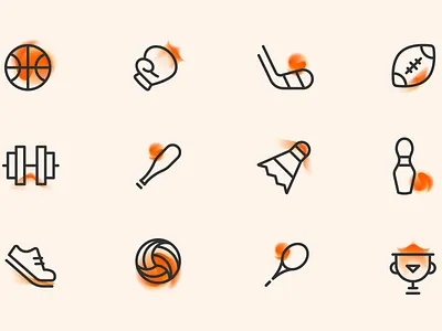 Sport icons ball branding design dynamic graphic design icon iconography illustration orange sport sports ui vector
