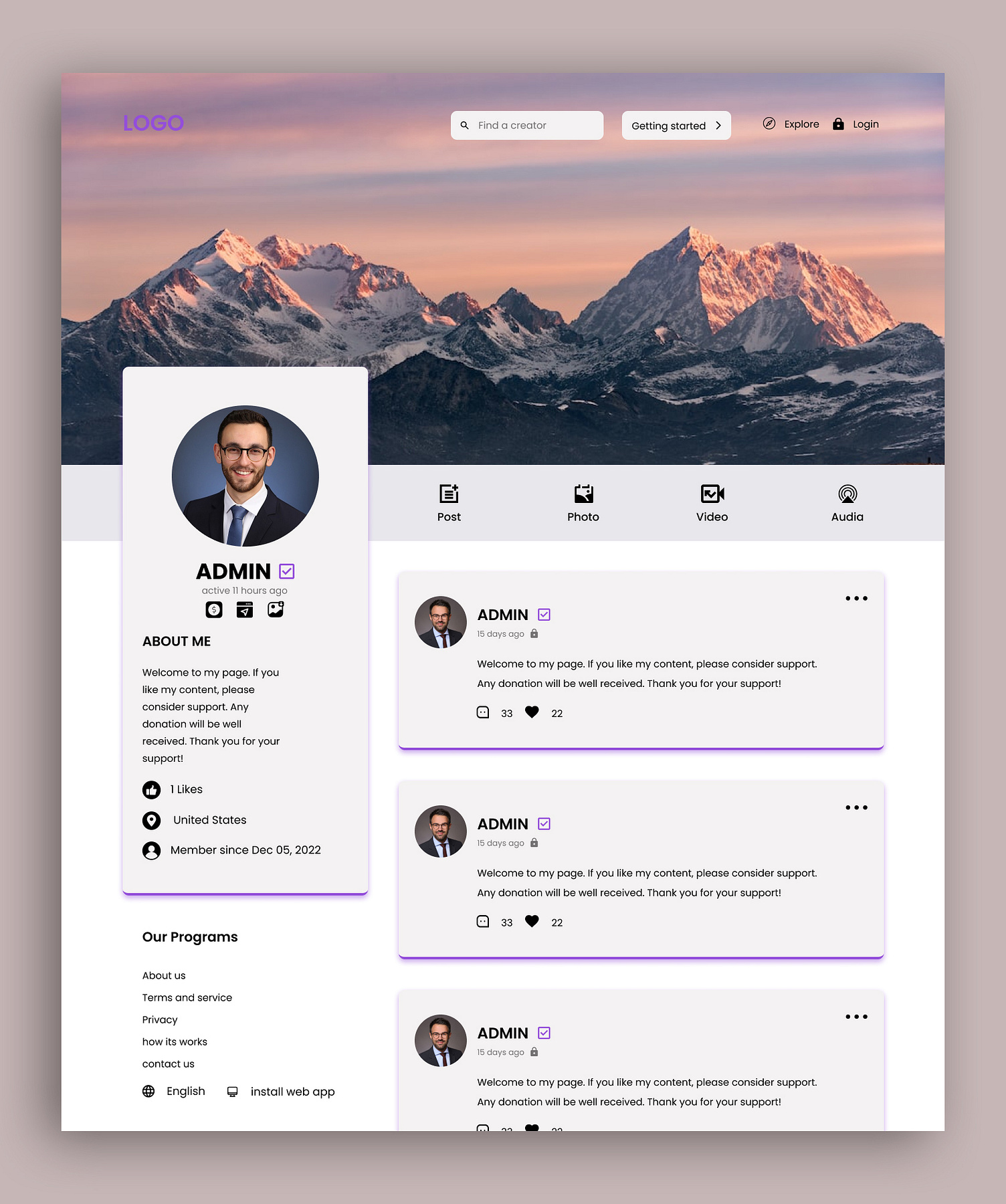 Profile Page Design by Anwar Hanif on Dribbble
