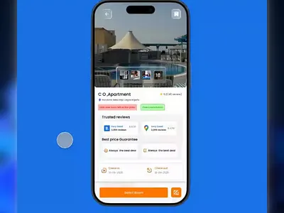HOTEL ROOM BOOKING animation booking design hotel booking motion graphics reservation resort travel travel app travelapp ui uiux ux
