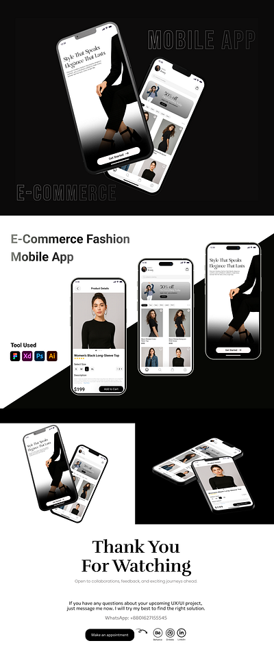 E-Commerce Fashion Mobile App – UI/UX Design app case study app design app layout clean ui digital product e commerce app fashion app interaction design minimalist design mobile app ui mockup modern ui product design prototype responsive design shopping app ui ux design user experience ux case study wireframe