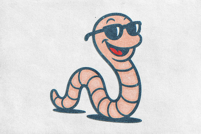 Happy Earthworm - 1930’s cartoon style 1930´s cartoon style branding cartoon character classic cartoon design hand draw illustration logo mascot no ai retro cartoon rubber hose t shirt vintage cartoon